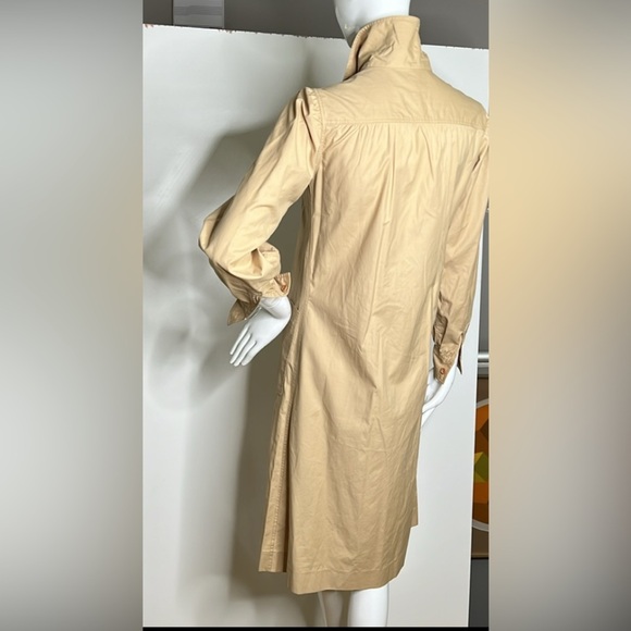 Yves Saint Laurent Sz 36/4 Cotton Trench Front Button Dress - Picture 1 of 6